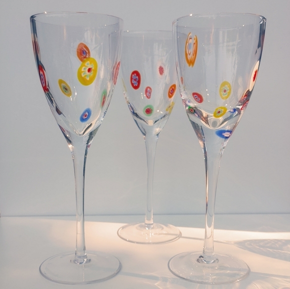 Millefiori wine glasses - Set of 2 - Picture 1 of 3